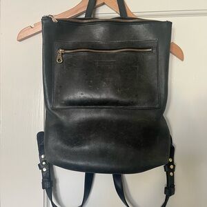 Sleek Black Leather Backpack with Adjustable Straps